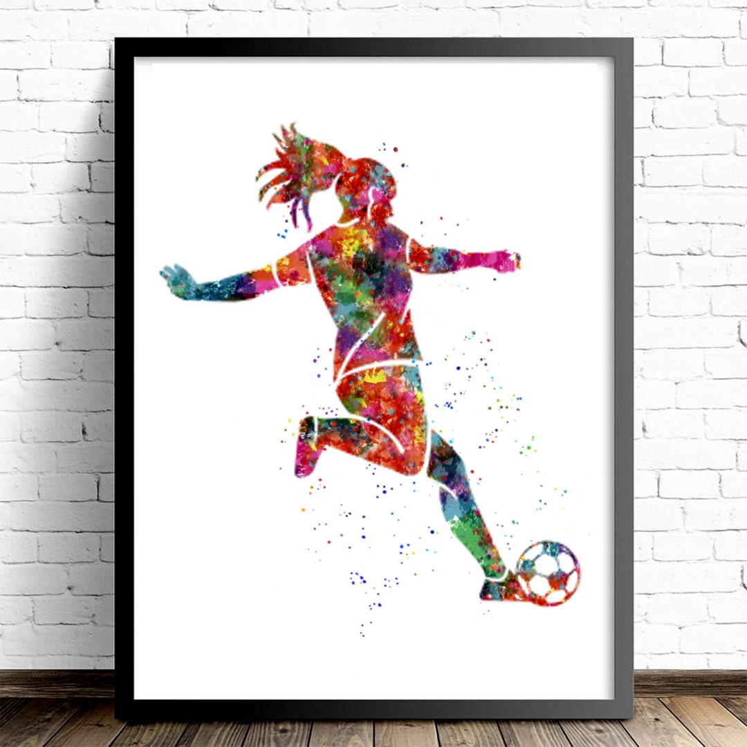 SOCCER WALL ART, Soccer Poster, Girl Soccer Player Illustration ...