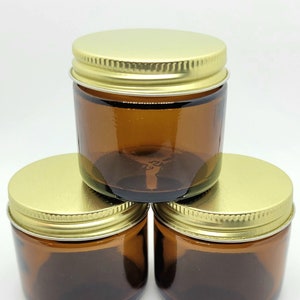 2oz Amber Glass Jar with Gold Metal Lined Lid
