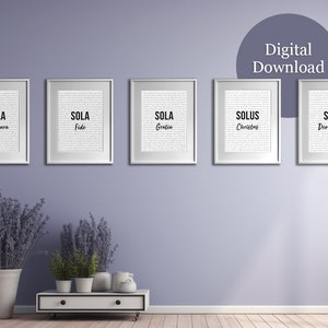 5 Solas Series Print Set / Scripture Art / Bible Verse Wall Decor / Reformed Theology