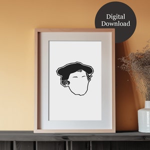 Martin Luther Stylized Outline / Minimalistic Wall Decor / Reformed Theology