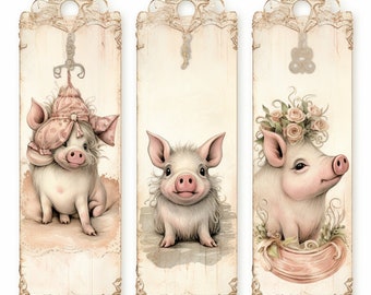 Junk Journal Tags Download Pigs .PNG