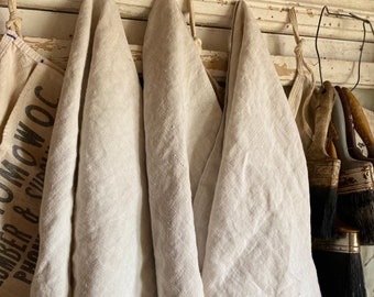 Set of Three Antique Linen Hand Towels/Primitive Dish Towels/Homespun Rustic Farmhouse Decor