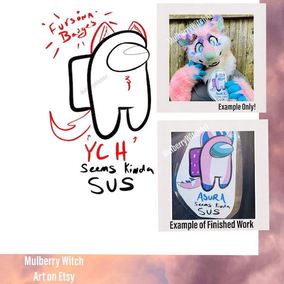 wallpapers Fursona Badge Ideas furry among us game badges fursona badge fandom gift oc custom art ych your character here laminated art for furries