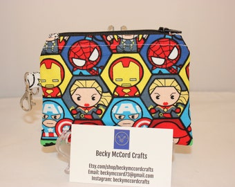 Iron man Thor marvel comic handmade fabric coin change purse zipper pouch