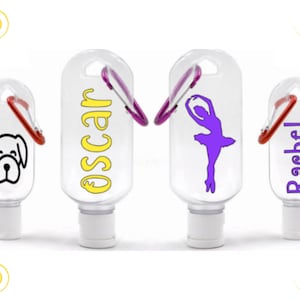 Hand Gel Personalised Bottle, 50ml Bottle, Refillable Personalised Travel Bottles, Named Bottles