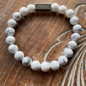 Bracciale di perle | Bracciale con elastico | Bianco | Pietre preziose | Gioielli con oli essenziali | inclusa piccola borsa | Ottima idea regalo