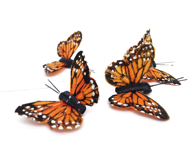 12 PCS 1 Artificial Monarch butterflies faux butterfly Etsy