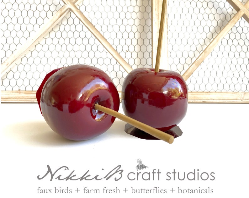 Candy Apple Artificial Fall Decor Red Candy Apple | Etsy
