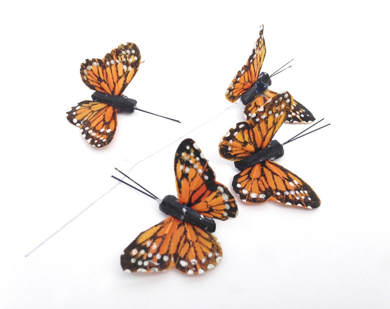 12 PCS 1 Artificial Monarch butterflies faux butterfly Etsy