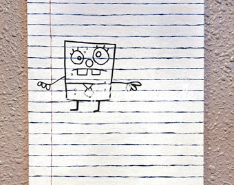 8x10" Hand painted original doodlebob doodleboy acrylic painting on 100% cotton canvas panel