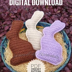 CROCHET PATTERN - Chocolate Easter Bunny Rag Doll- Instant DOWNLOAD