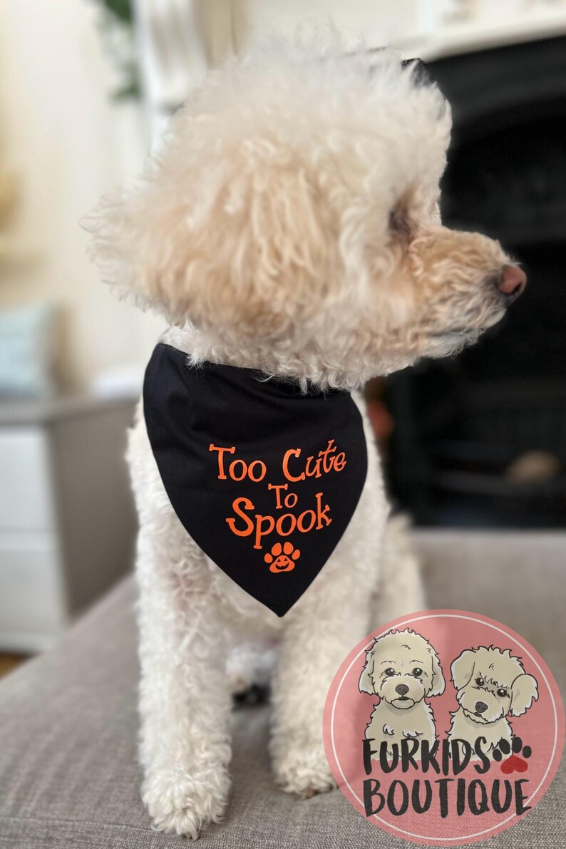 Halloween Dog Bandana, Too Cute to Spook Pet Neckerchief, Halloween