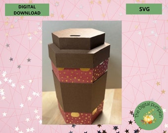 3D Coffee Cup Gift Box Template, Treat Box SVG (Digital Download)