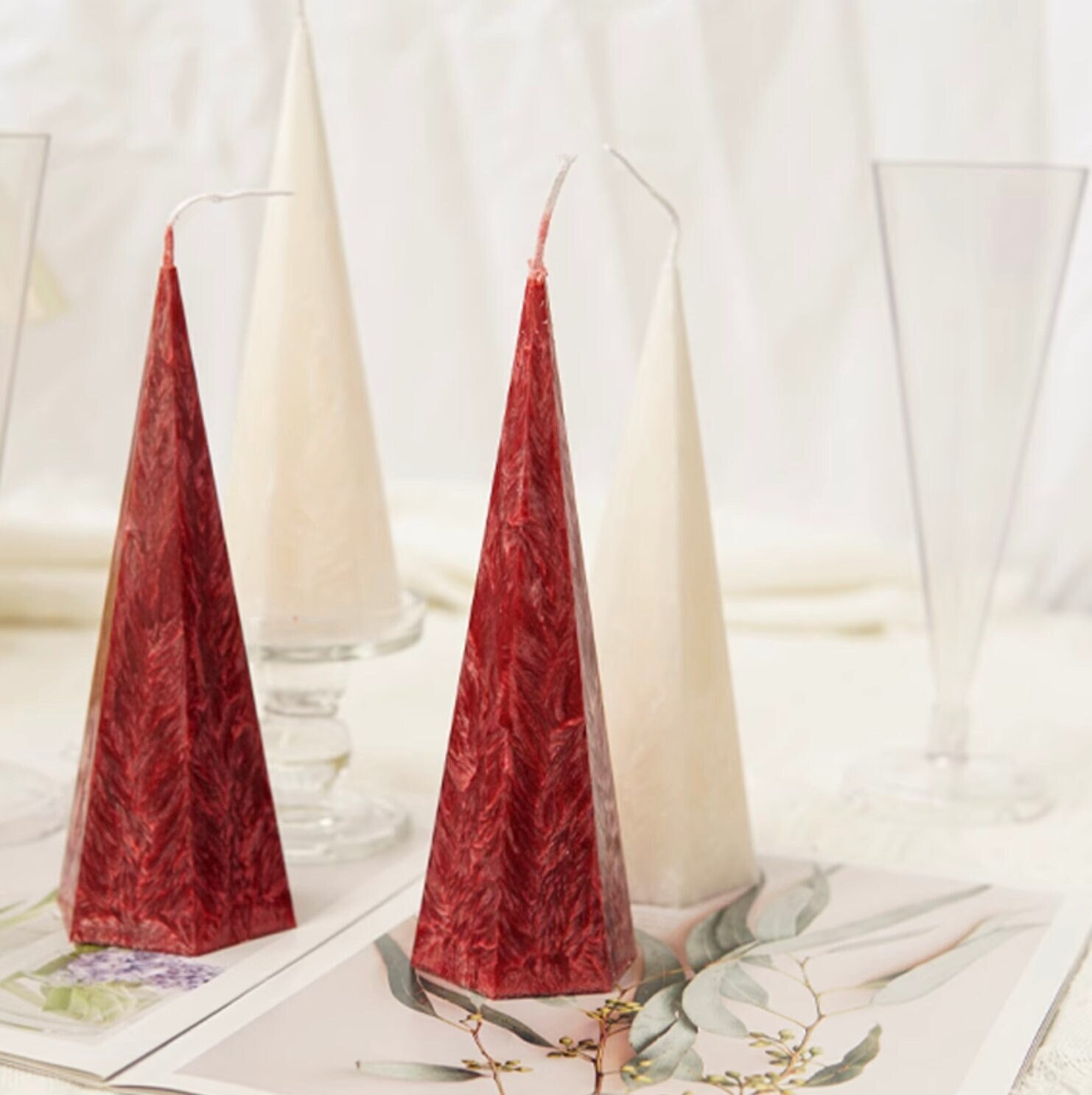 Prism Acrylic Candle Mould, Candle Making Tool Supply, Geometric, Cone, Pillar, PVC Mold, Handmade, Candle Wax Sculpture, DIY