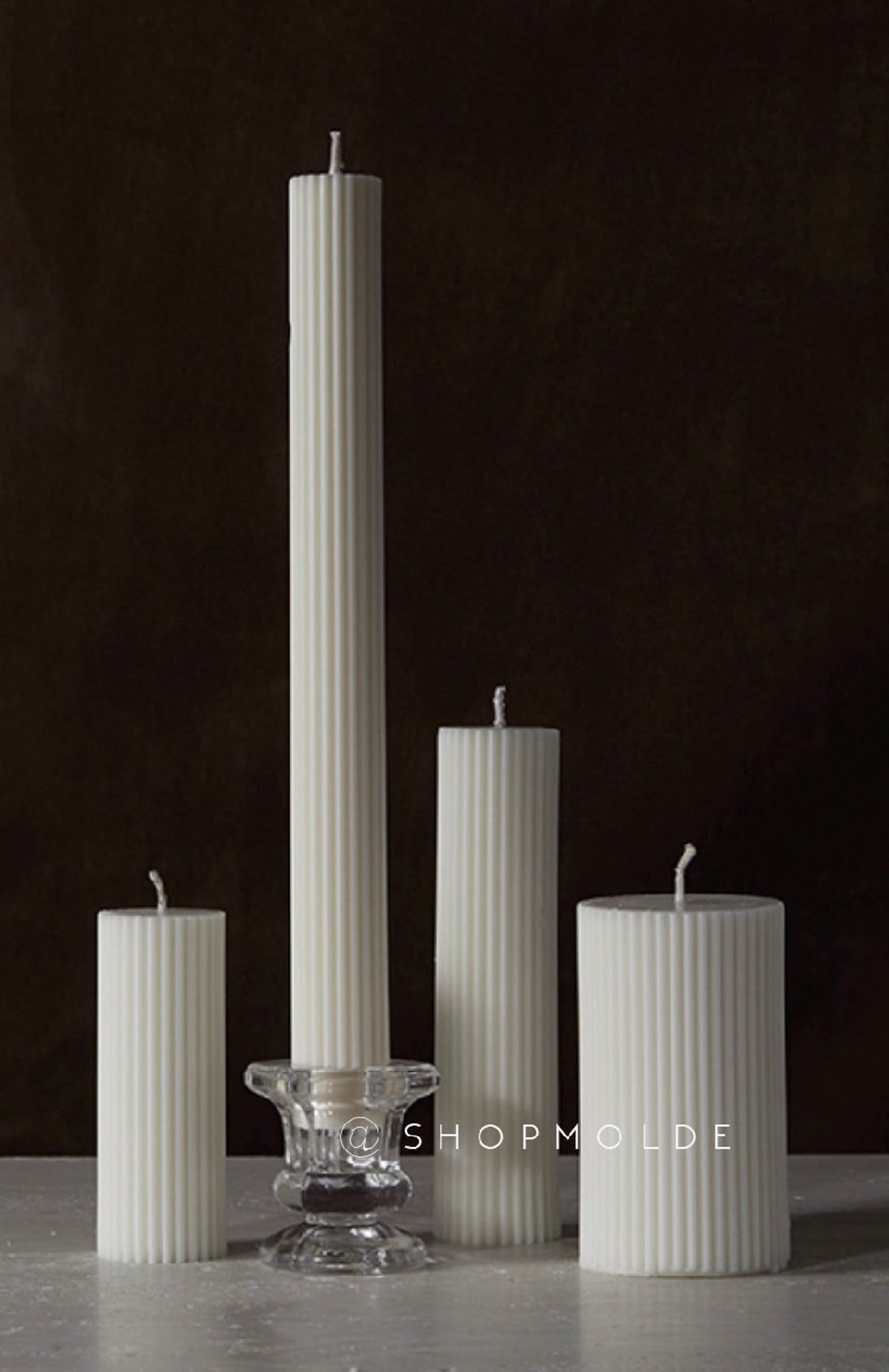 Ribbed Pillar Candle Acrylic Mould, Ribbed, Base, Taper, Tapered Candle,  Pillar, Aesthetic, Candle, Wedding, Acrylic, Mould, DIY Craft, Mold 