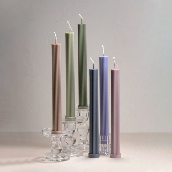 Ribbed Pillar Candle Acrylic Mould, Ribbed, Base, Taper, Tapered