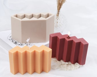 Zigzag Candle Silicone Mould, Candle Making, Tool, Supply, Geometric, Pillar, Silicone Mold, Handmade, Wax, Concrete, DIY