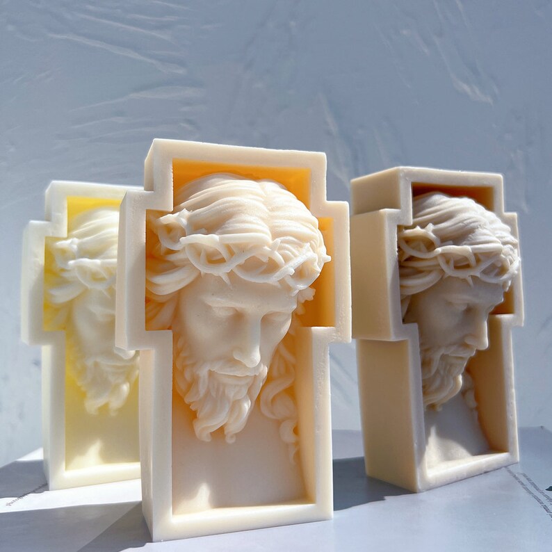 Jesús Molde de Silicona, Personajes Santos, Religioso, Jesús, Cruz, Navidad, Cera de Vela, Molde de Silicona, Yeso Aroma, Molde de Hormigón DIY imagen 7