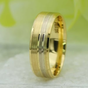 Beveled Edge Solid Gold Wedding Band: Modern Ring, Comfort Fit