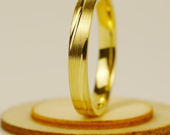 Fede nuziale in oro massiccio da 3 mm: anello artigianale in oro 10k, 14k, 18k