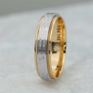 Two-Tone Gold Wedding Band | 10K 14K 18K | Classic His & Hers Matching Wedding Rings