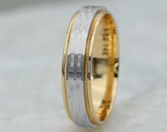 Fedi nuziali in oro bicolore / 10K 14K 18K / Fedi nuziali classiche abbinate per lui e per lei