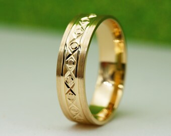 Fede nuziale in oro da 5+6 mm: 10K 14K 18K, vestibilità comoda, realizzata a mano in Canada