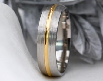 Set di fedi nuziali in platino e oro 18k: anelli unisex classici, fedi abbinate per coppia