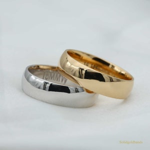 6 mm Klassischer Ehering aus massivem Gold 10K 14K 18K für Männer & Frauen - Verlobungsring, Herrenring, Gelbgold, Weißgold, Roségold