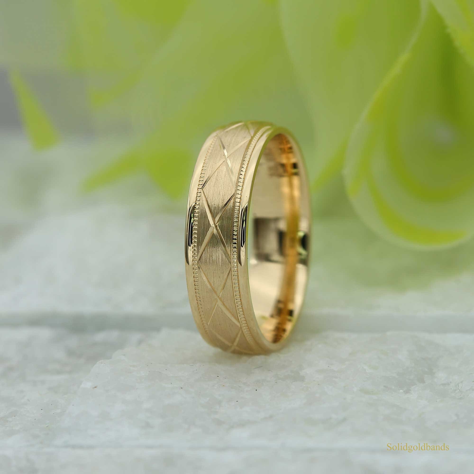 Klassieke gouden trouwring: massief 10K 14K 18K, comfortabele pasvorm
