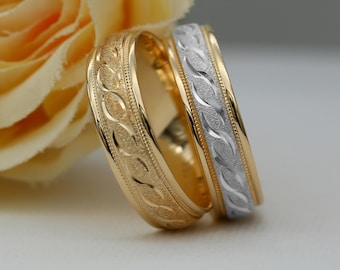 Fede nuziale in oro Infiniti Design: 10K 14K 18K, vestibilità comoda, 5+6 mm