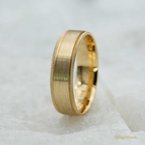 6mm Solid Gold Wedding Band: Brushed Finish Men's Ring