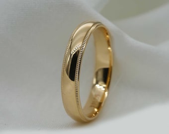 Fede nuziale in oro massiccio da 3 mm: modello martellato, anello a cupola bassa e vestibilità comoda, n. SG004