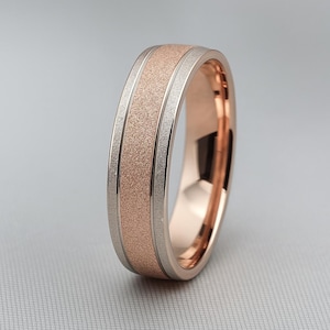 Multi-Colour Gold Wedding Ring | 10K 14K 18K | Elegant Two-Tone Band for Engagement or Wedding