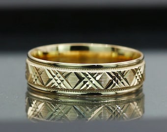 Fede nuziale in oro massiccio: 10K 14K 18K, vestibilità comoda, motivo a tripla x da 6 mm di larghezza