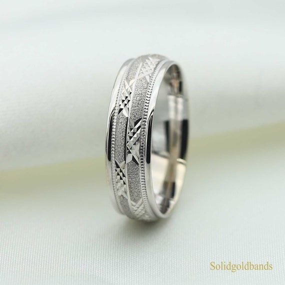 Anello Fede Donna Oro Bianco Riempito Con Zirconi AAA – Taglie Dal 6 Al 10 – Nuovo