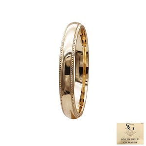 2 mm Solid Gold Ehering: Milgrain Dome Ring