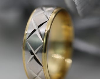 Fede nuziale bicolore: anello unisex con vestibilità comoda