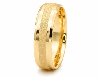 Brushed Finish Wedding Band – Handmade Solid Gold Ring 10k 14k 18k options