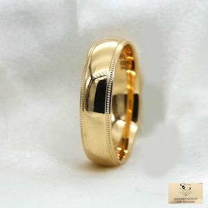 5MM Wedding Band  Solid Gold Classic  10K 14K 18K | White, Yellow & Rose Gold | Men and Women - TM5MM