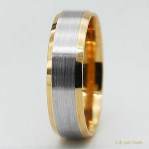 10K 14K 18K two tones  Solid Gold Wedding Band for women and men, yellow gold, white gold, Rose gold,  one or two-tone combinations