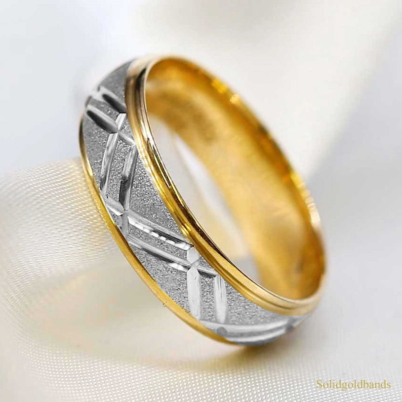 Solid gold Wedding Band in 10k 14k 18k for Men and Women classic design,white gold, yellow gold, rose gold, simple Hand made RB3204 image 8