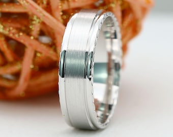 Fede nuziale in oro massiccio da 5+6 mm: anello da uomo e da donna con finitura spazzolata