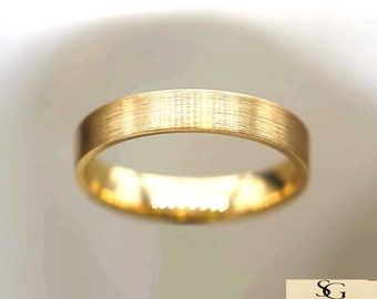 Borstad 4 mm guldvigselring: Ring i massivt guld, bekväm passform