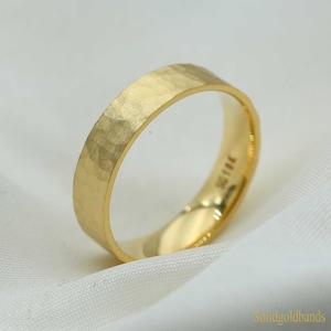 6MM Gold Wedding Band hammered, 10k 14k 18k classic gold wedding Band Solid Gold,white Gold,yellow Gold,rose gold,Classic-T6MM