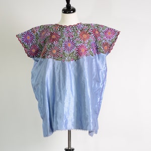Embroidered Mexican Blouse: Loose Fitting Floral Top