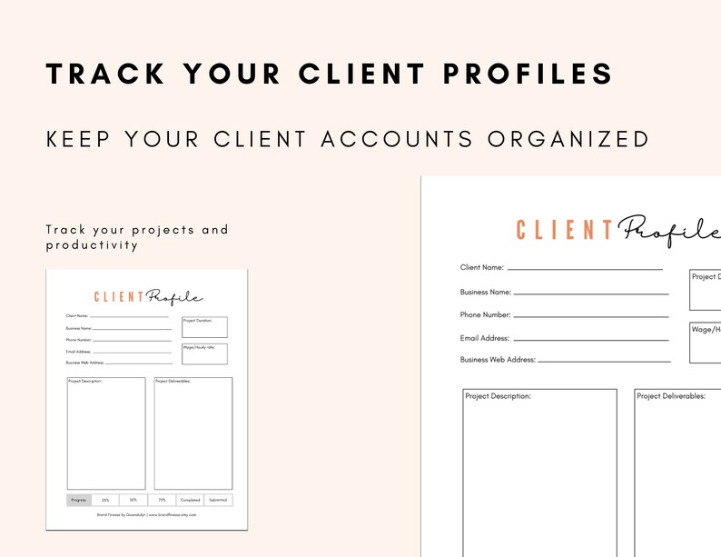 Client Management Planner Printable Inserts Virtual | Etsy