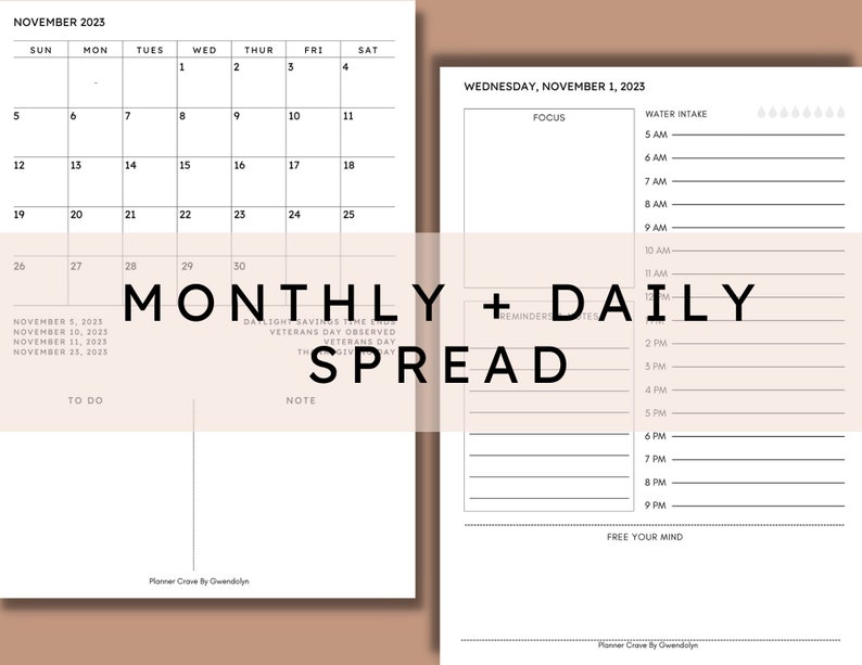 2023 Dated Daily Calendar A5 Printable Insert Monthly - Etsy