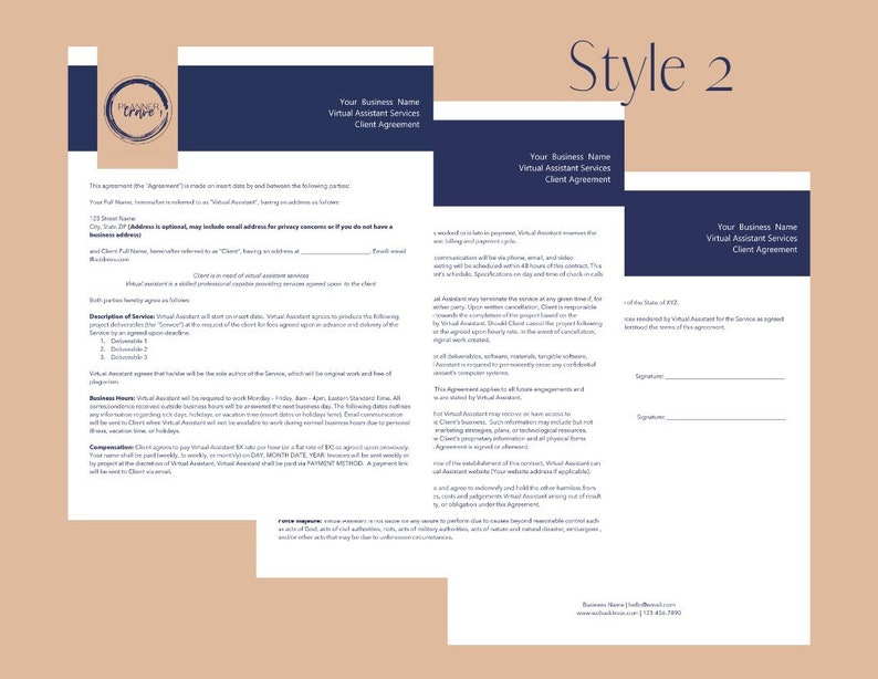 virtual assistant client contract template