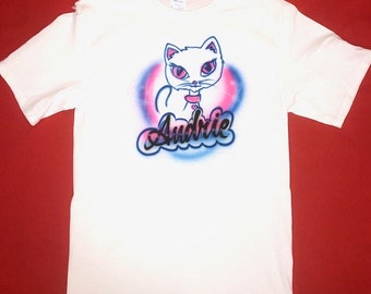 Cat with Custom Name for Adult/Child Airbrush T-shirt/Hoodie/Pillowcase/Onesie